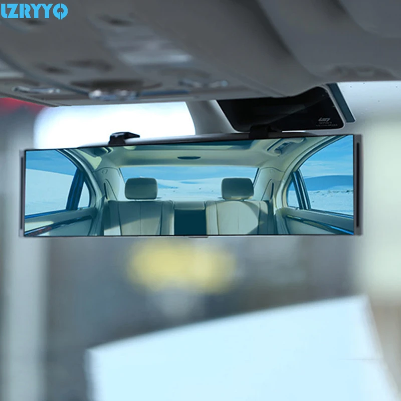 Универсальное автомобильное зеркало заднего вида с покрытием 300 мм, автомобильное внутреннее широкое плоское зеркало заднего вида, сверхширокоугольное вспомогательное плоское зеркало