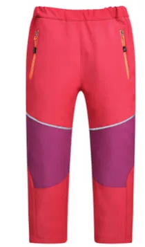 Red Purple Детские зимние новые треккинговые флисовые штаны для мальчиков и девочек Детские флисовые лыжные брюки водонепроницаемые теплые походные - Цвет: Red Purple