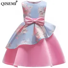 Розовое платье для девочек Цветочный Принт рукавом Летний Сарафан Летнее платье принцессы нарядные платья для свадьбы детская одежда для детей от 2 до 10 лет