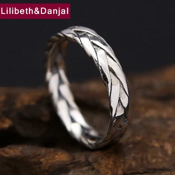

Weaved 925 Sterling Silver Ring Men Jewelry Handmade Engagement Wedding Ring Gift Vintage Fine Jewelry R14