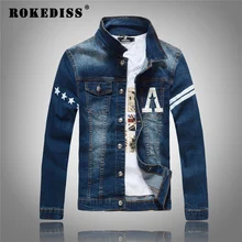 Size M-XXL Mens Denim Jacket Jeans 2017 Spring Autumn Men Outerwear Jaquetas Masculino printing letter pocket Jaqueta Jeans G324