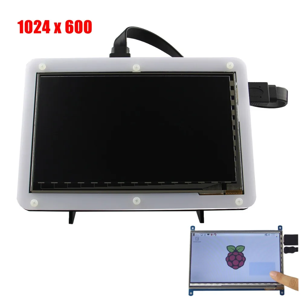 7 дюймов 1024x600 TFT LCD HDMI емкостный сенсорный дисплей с акриловым кронштейном для Raspberry Pi 4B/3B/2B/B Plus