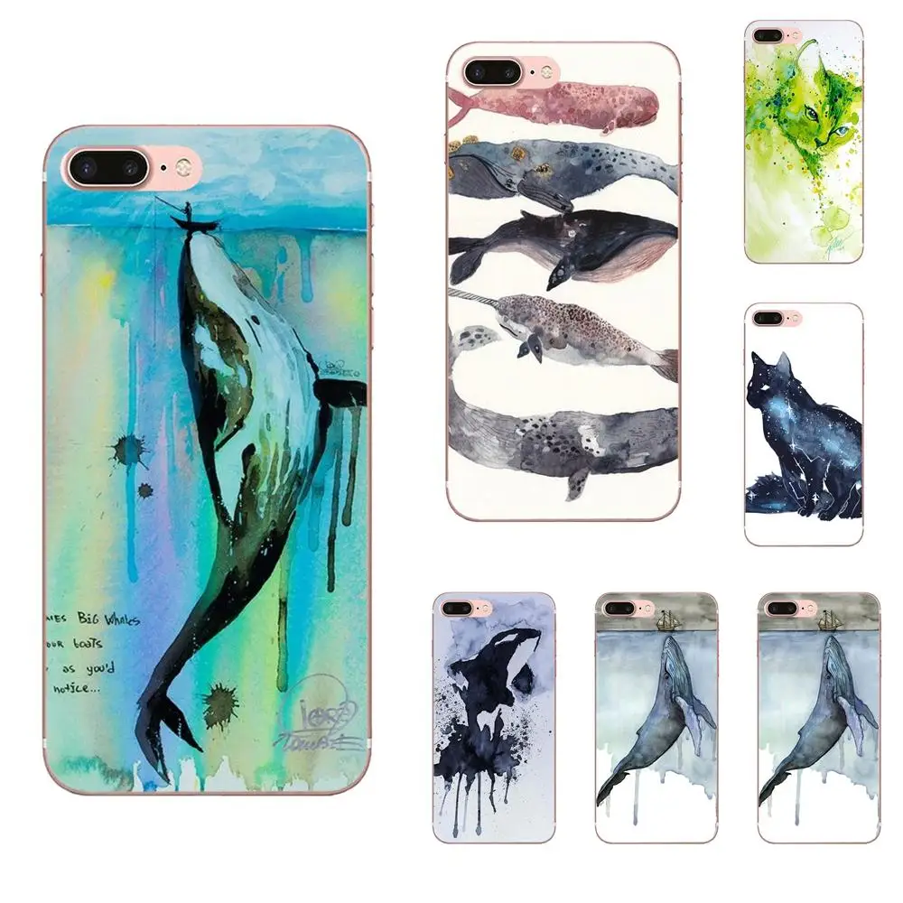 

Watercolor Painting Animal Cat Whales For Galaxy J1 J2 J3 J330 J4 J5 J6 J7 J730 J8 2015 2016 2017 2018 mini Pro