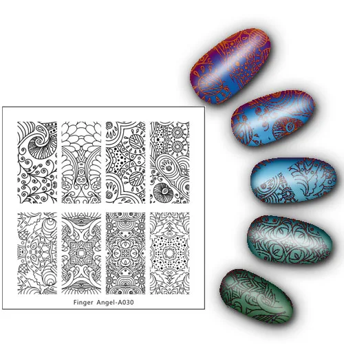 Квадратная пластина для штамповки ногтей штамповка изображения пластины для пальцев AngelA дизайн ногтей штамп шаблон 15 узоров