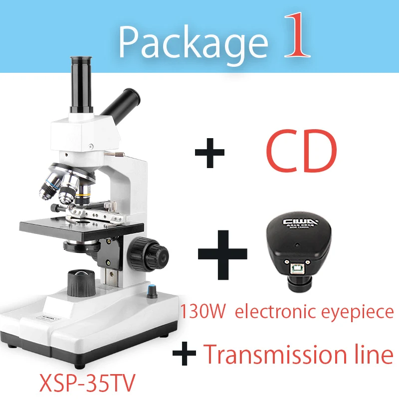 CIWA 1600X Профессиональный биологический бинокулярный микроскоп бинокль HD исследования обучения светодиодный Монокуляр освещения широкоформатный микроскоп - Цвет: package1
