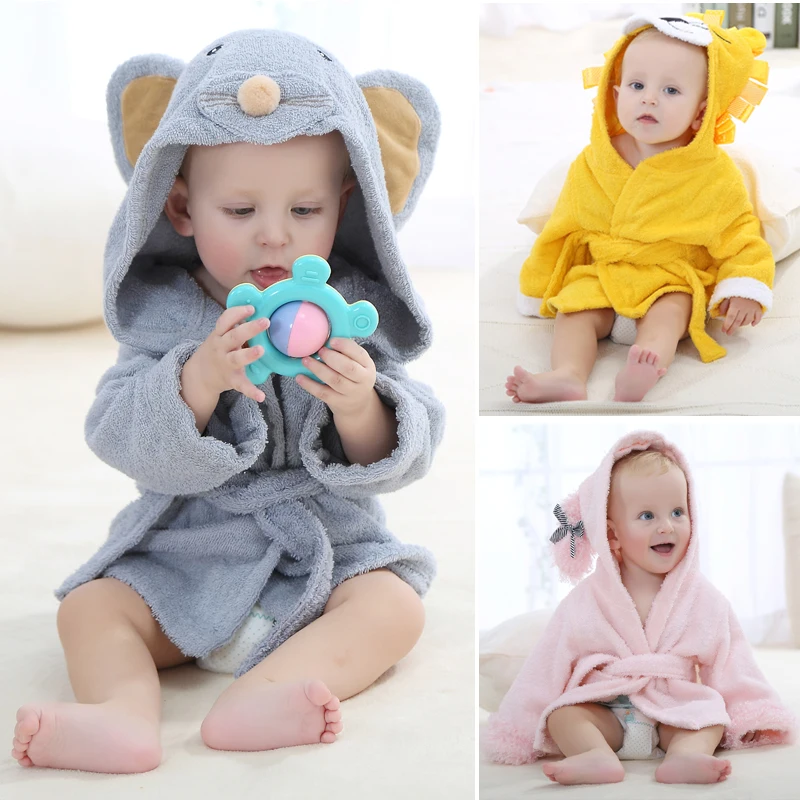 Estação de Moda do Miúdo com Capuz Animal do Bebê Roupão de Toalha Crianças dos Desenhos Animados do Miúdo Toalhas de Praia Modelagem Roupão Infantil Spa 0-12month