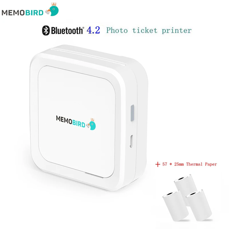 Lnternational Edition MEMOBIRD GT1 Bluetooth 4,2 термопринтер портативный фото принтер штрих-кодов билетов 3 рулона термобумаги