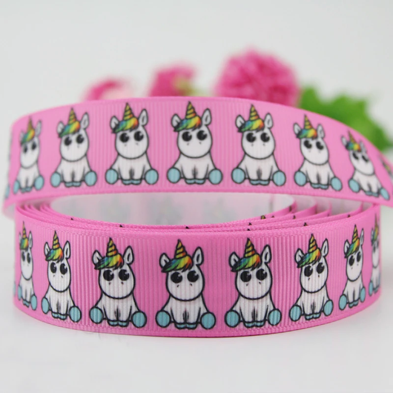 High-quality-cute-unicorn-baby-printed-grosgrain-ribbom-elastic-foe-DIY-decoration-100-yards
