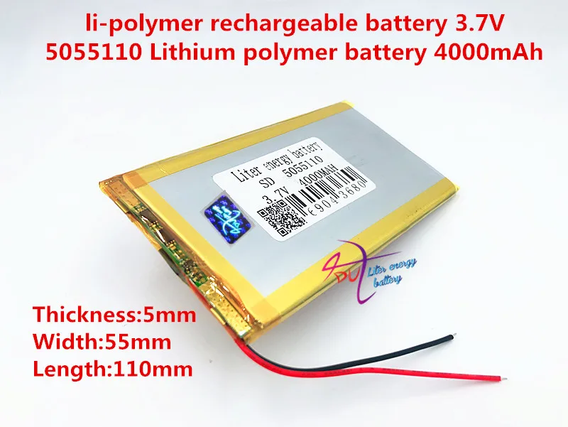 3,7 V литий-полимерный аккумулятор 4000 mah большой емкости PDA tablet PC MID 5055110