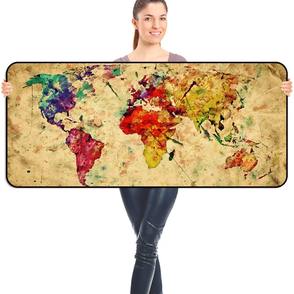 

Large Gaming Mouse Pad with Durable Stitched Edges, Ideal for Desk Cover, Computer Keyboard, PC and Laptop - World Map 900*400mm