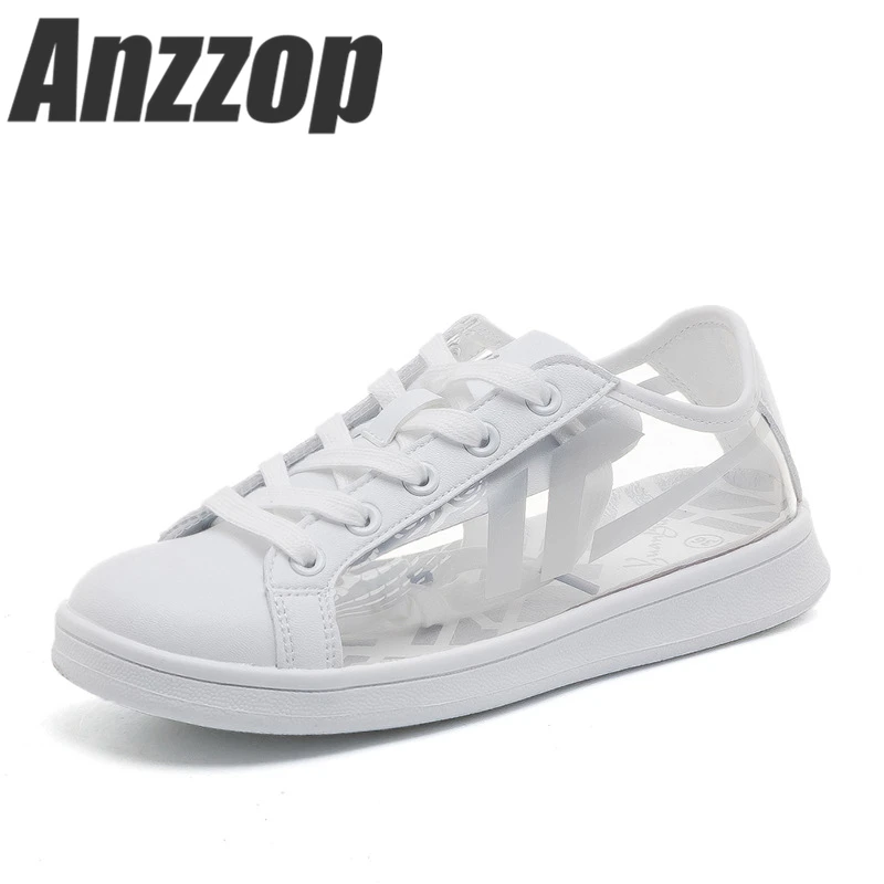 

Small white shoes 2019 spring and summer new low cut transparent jelly color fashion casual canvas wild women flat flat shoes