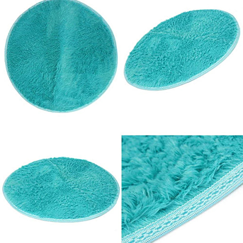 80cm Fluffy Rug Anti-Skid Shaggy Area Rug Bedroom Carpet Floor Mat Blue