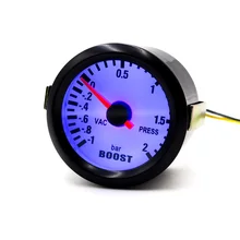 CNSPEED " 52 мм механический 12 в автомобильный турбо Boost Gauge-1~ 2 бар Черный Турбо Boost метр Синий СВЕТОДИОДНЫЙ Автомобильный манометр YC100011