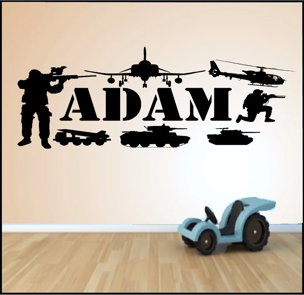 Custom made Personalized Army Military Soldier Tank Gun Wall Sticker