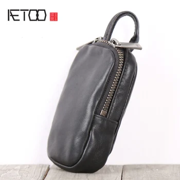 

AETOO Leather handmade key bag, car key storage bag, cowhide wallet hand bag