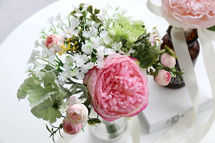 Wedding Bouquet for bridesmaids flowers artificial rose peony (8)