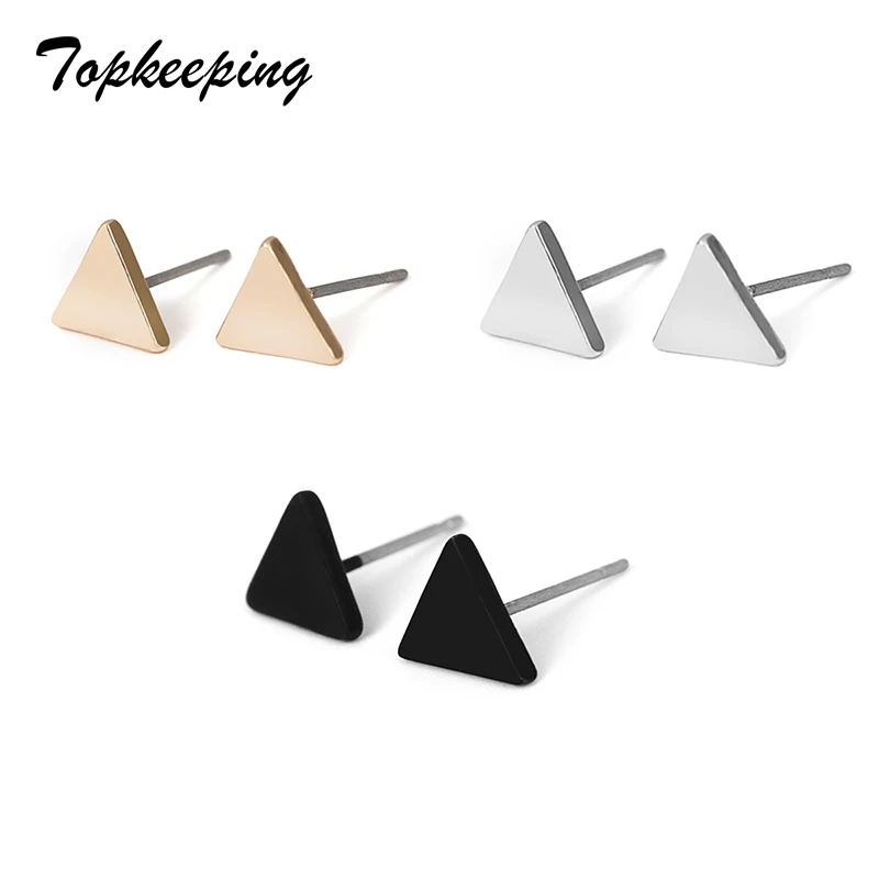 

Fashion Black Gold Silver Temperament Wild Triangle Stud Earrings For Women Gifts Jewelry Elegant Earrings For Birthday Wedding
