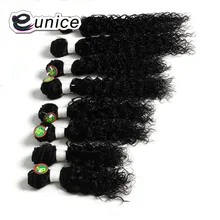 Кудрявые вьющиеся волокна завивка искусственных волос пучки Eunice продукты волос 1 шт. натуральные черные цвета 8-1" дюймов