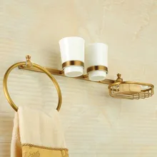 Антикварное кольцо для полотенца, мыльница для ванной комнаты, чашка-держатель зубной щетки, медная многофункциональная стойка для хранения, подвески для оборудования для ванной комнаты