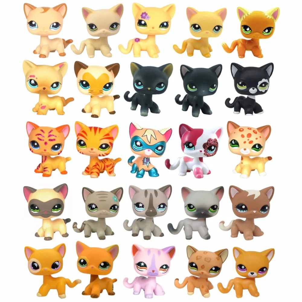 

rare old pet shop lps toys collection stands short hair kitten yellow dachshund dog collie great dane spaniel original figure