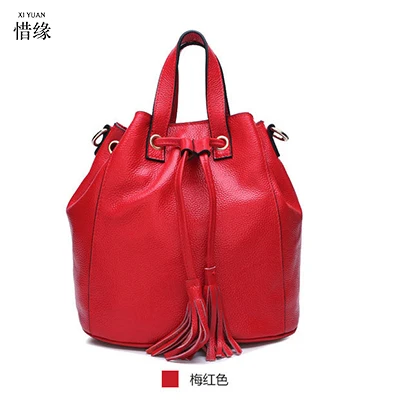 

High Quality Leather Women Bag Bucket Shoulder Bags Solid Big Handbag Large Capacity Top-handle Bags Herald Fashion New Arrivals