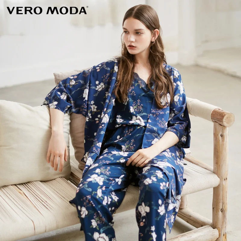 

Vero Moda 2019 Spring Summer New Floral Print Waist Belt 3/4 Sleeves Gown |3174R1501