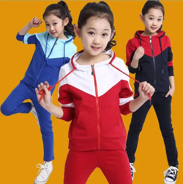 

High Quality!Kids Girls Autumn and spring Two piece Sweatshirts+Long pant Suit 2019 New Kids Clothes Girls Sports Suit
