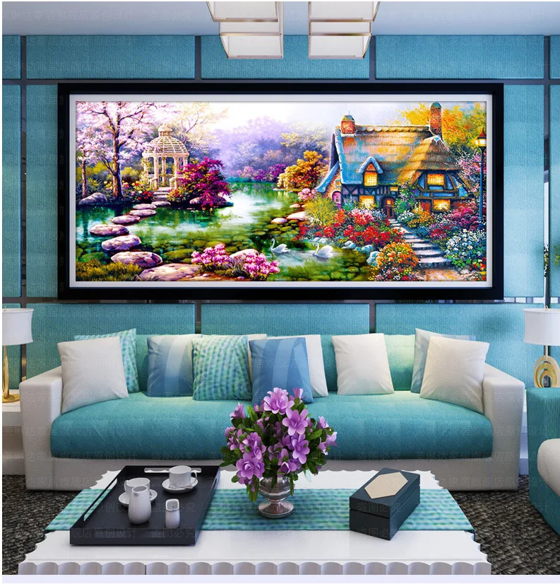 CAMMITEVER Garden 5D Diy Diamond Painting Cross Stitch House Scenery