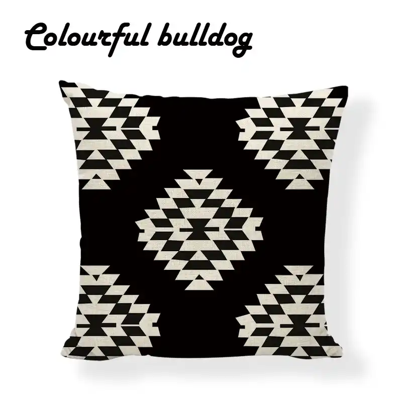Luxury Black And Beige Geometric Chevron Striped Cushion Case