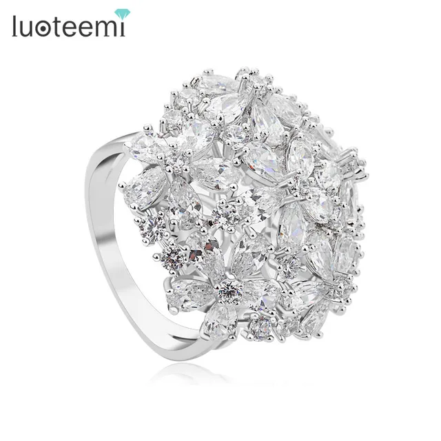 LUOTEEMI New Luxury AAA Sereno Cubic ZIrconia Elegante Bowknot Anelli di Nozze D LUOTEEMI New Luxury AAA Sereno Cubic ZIrconia Elegante Bowknot Anelli di Nozze D