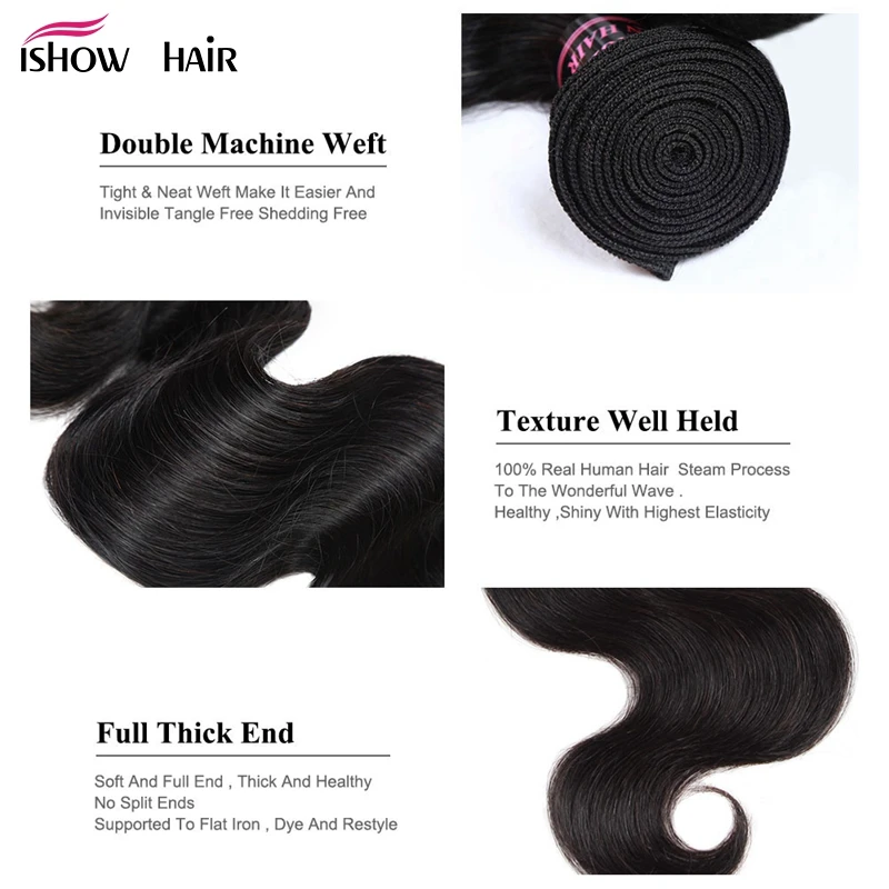 Ishow cabello indio onda del cuerpo cabello humano paquetes 1 pieza extensiones de cabello no Remy tejido 8-28 pulgadas Natural paquetes de pelo de Color Ishow cabello indio onda del cuerpo cabello humano paquetes 1 pieza extensiones de cabello no Remy tejido 8-28 pulgadas Natural paquetes de pelo de Color