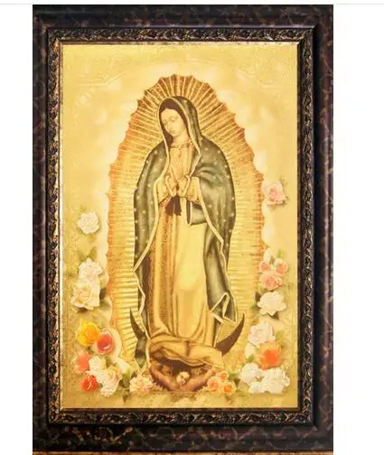 50 x 75 см HD плакат Новый бренд девы марии Virgen De гуадалупе в окружении цветов декор
