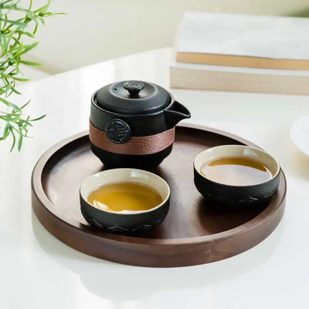 Черная керамика, один чайник, две чайные чашки, портативные принадлежности, кухонный домашний офис, чайный набор кунг-фу, китайский стиль, дорожные керамические чайные наборы