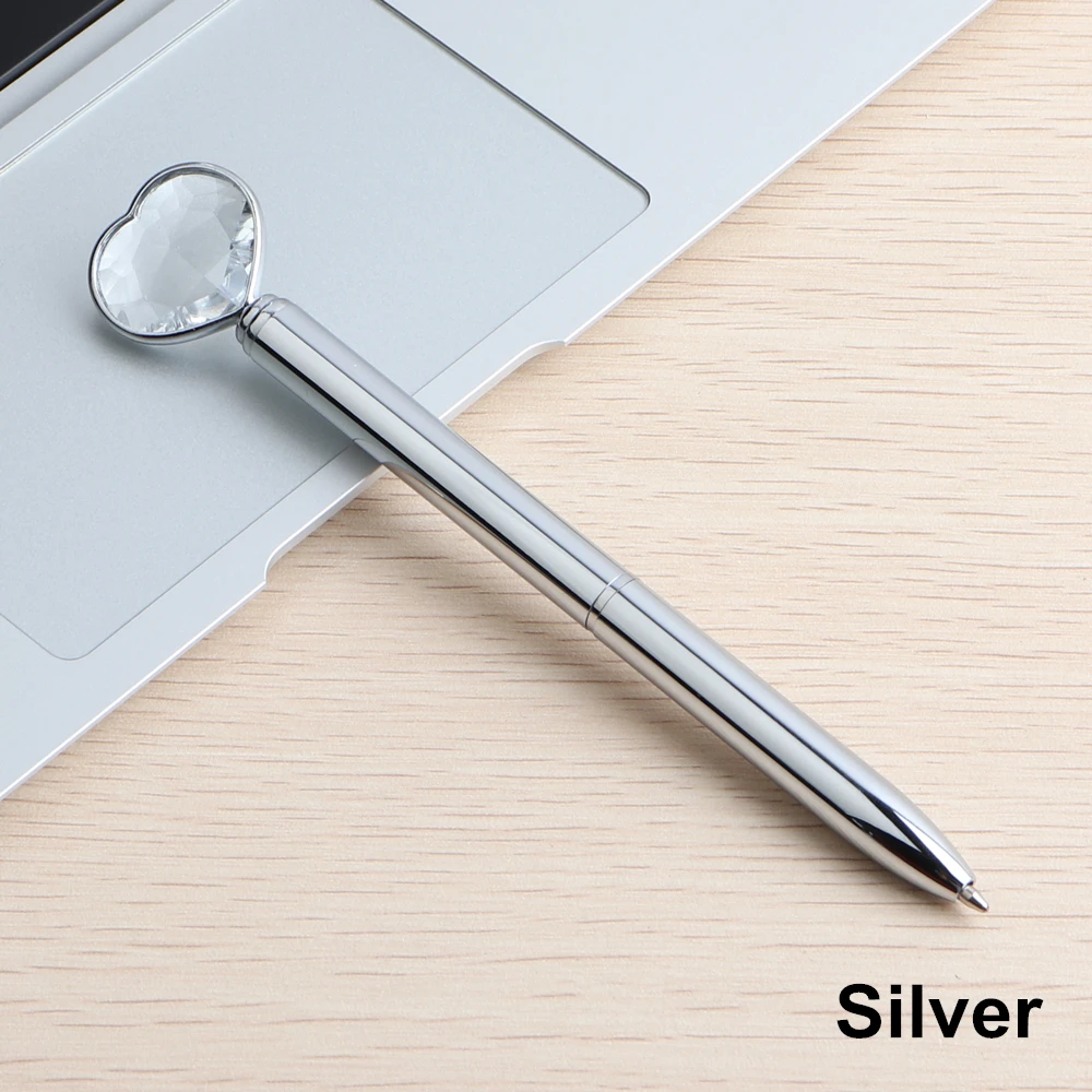 Genkky Big diamond Pen Heart-shaped Scepter Ballpoint Pens For School Office Gift Stationery Metal Material High-grade Ball Pens 5
