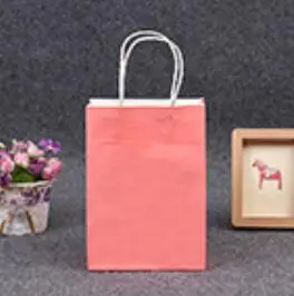 Однотонные цветные подарочные пакеты крафт-бумажные пакеты для подарка с кулиской высокого качества, используемые для сувенир для свадебной вечеринки пакеты для выпечки печенья - Цвет: Pink