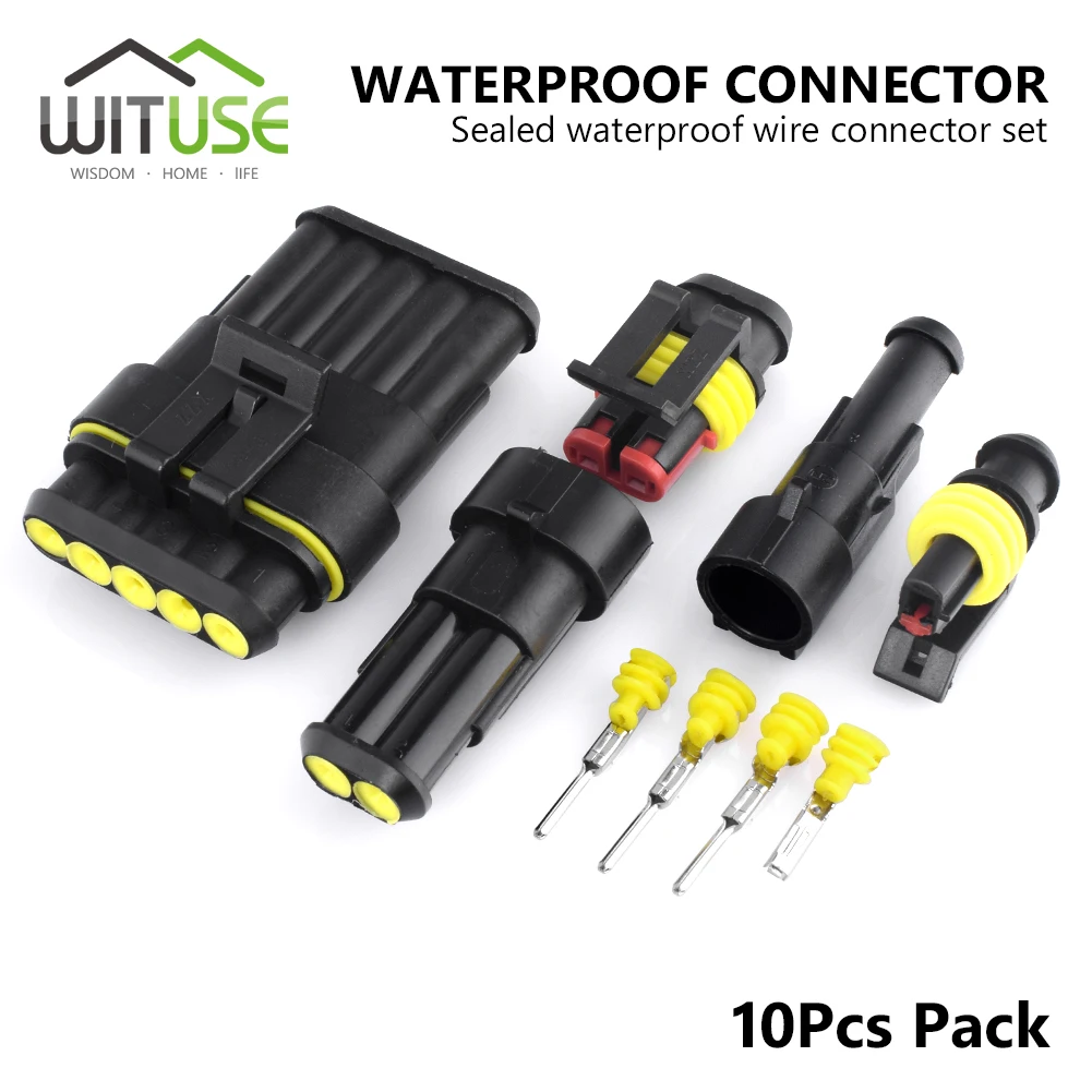 

10 set kit 1/2/3/4/5/6 Pin sealed car hardness connector waterproof connector plug socket male and female connector plug