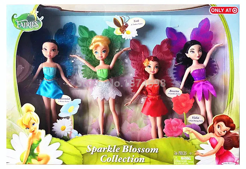 Новинка, коллекция Феи Sparkle Blossom, 4 шт. в упаковке, рисунок Silvermist Rosetta Vidia, модный игрушечный комплект кукол, подарки для девочек