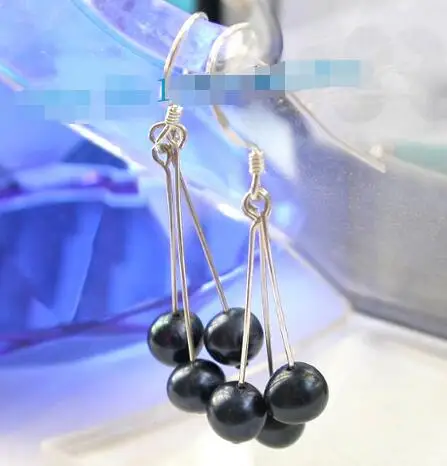 

Free Shipping >> Amazing! rare navy blue pearls dangle earrings