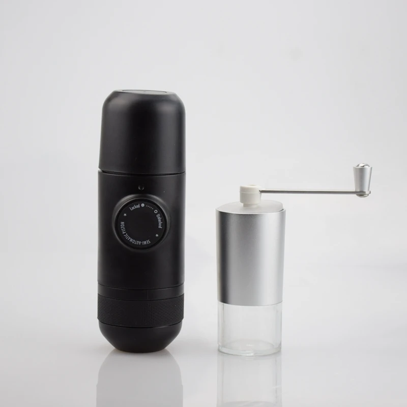 Mini Manual Portable Coffee Maker Mini Espresso Manually Handheld Pressure Espresso + Coffee Grinder