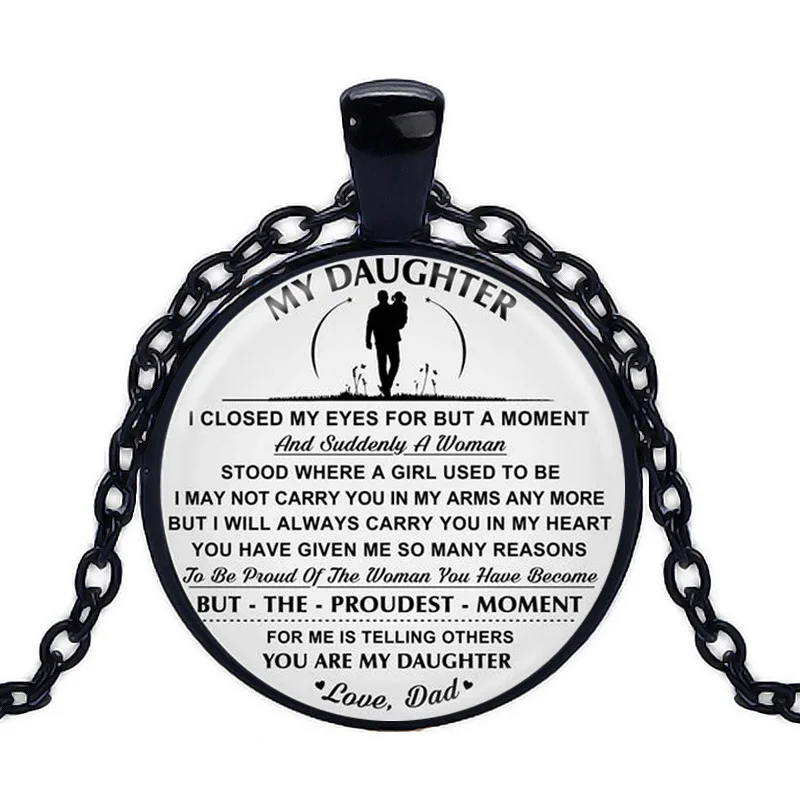 Для моей дочери ожерелье Принт Арт стекло, кабошон кулон Подвески Любовь папа длинная цепь ожерелье s для девочки украшения ко Дню рожденья