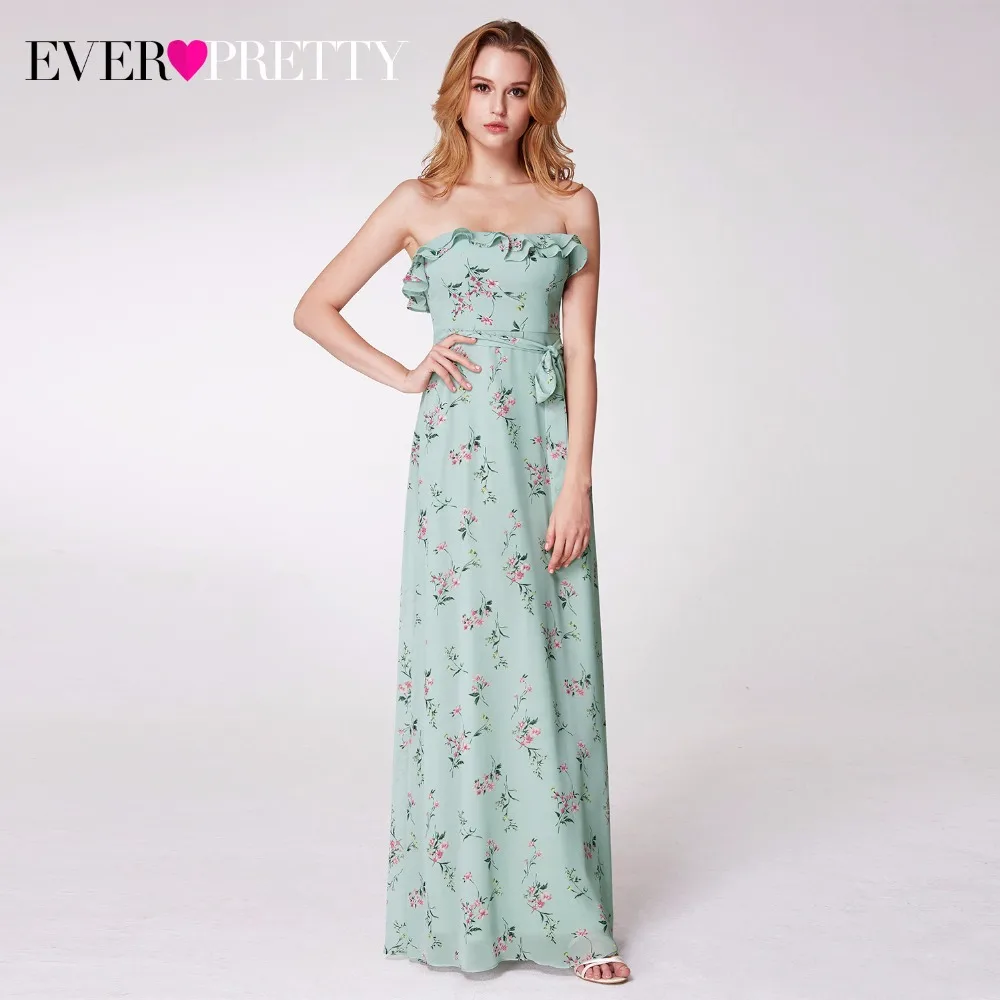 Ever Pretty, новинка, женское элегантное платье подружки невесты, es, ТРАПЕЦИЕВИДНОЕ, без рукавов, сексуальное, с оборками, с разрезом, длинное, для свадьбы, для гостей, вечерние, платье подружки невесты