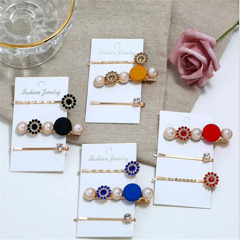 

New 3pcs/1Set Korea Vintage Simulation Pearl Hairpins Fashion Hair Accessories Button Simulation Pearl Hair Clips