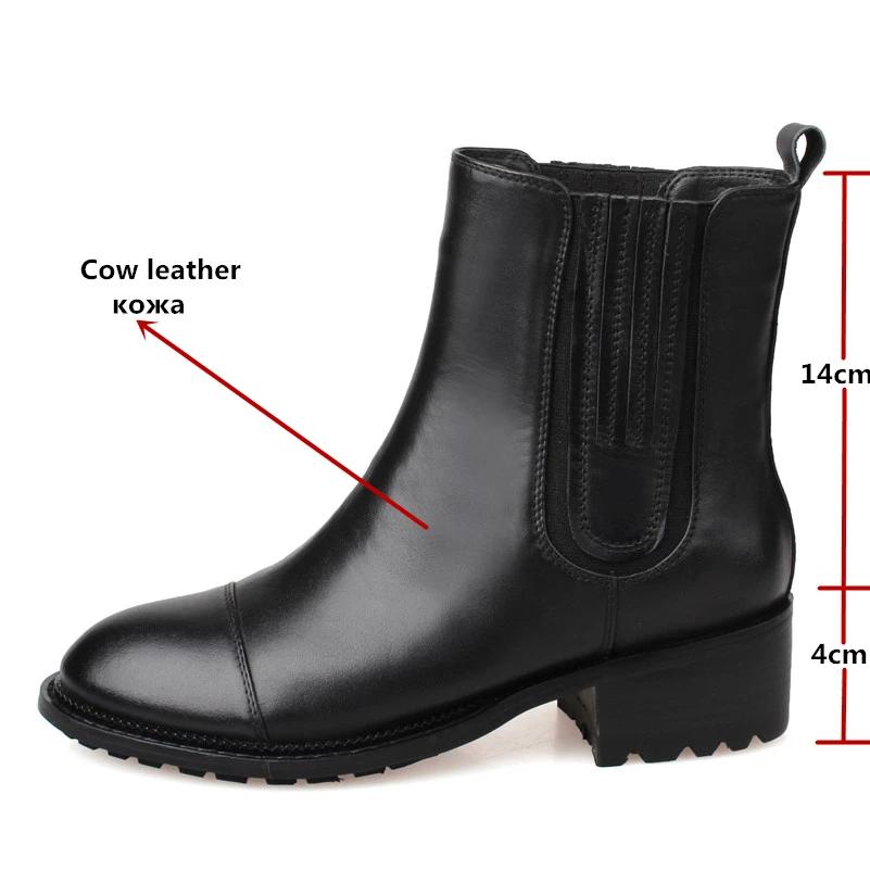 Negro Otoño Motocicleta Genuino De La Zapatos Tobillo Cuero Fedonas Mujer Mujeres Botas 2017 Moda Marca Invierno Las Calientes HnqAT