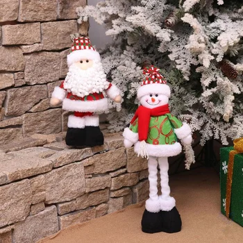 

Christmas Gift Extensible Santa Claus&Snowman Lovely Dolls Kid Toys Shop Layout Decor Xmas Table Ornaments 1PC New Year Presents