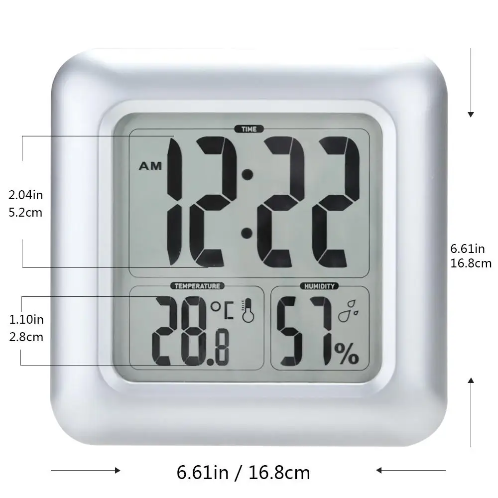 ЖК-цифровые часы для ванной всасывающий Будильник с таймером таймер водонепроницаемый термометр гигротермограф настенные цифровые часы с термометром
