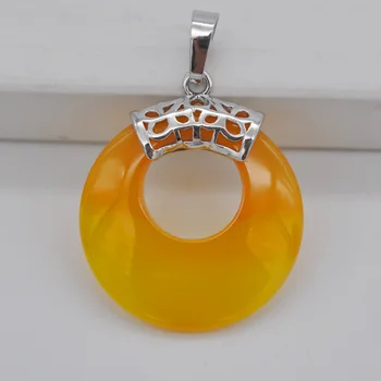 

Natural Yellow Carnelian Circle Stone GEM Pendant Jewelry S3147
