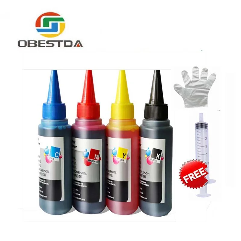 Obestda 4 цвета краска пополнения чернила для струйного принтера для hp комплект 100 мл бутылка чернил для Epson Premium для струйных принтеров Canon для