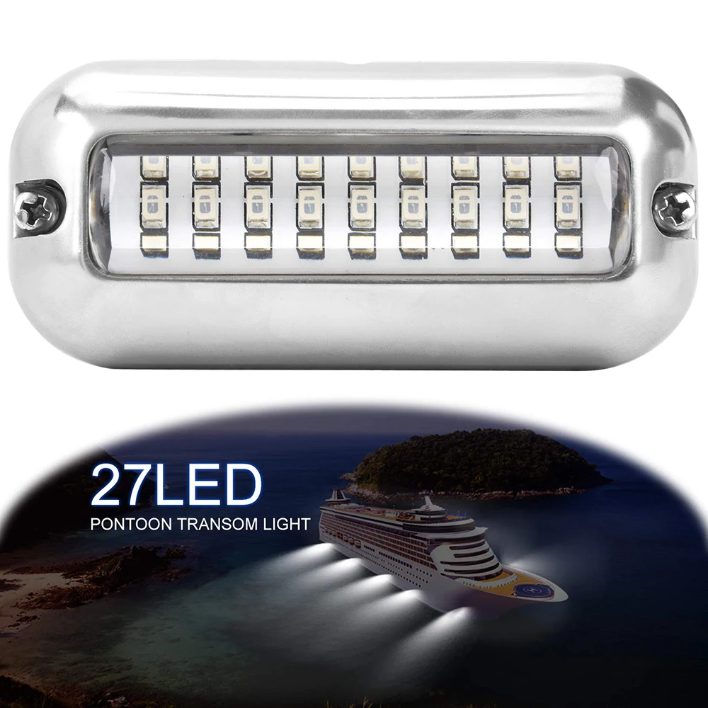 New 27 LED 50W White/Green/Blue Underwater Pontoon Boat Transom Fishing Light Underwater Waterpro Of Lamp Cover Waterproof - Испускаемый цвет: Белый