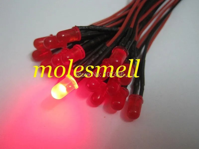 

50pcs 5mm 24v diffused Red 24V DC red lens 20cm Pre-Wired LED Light DIY free shipping