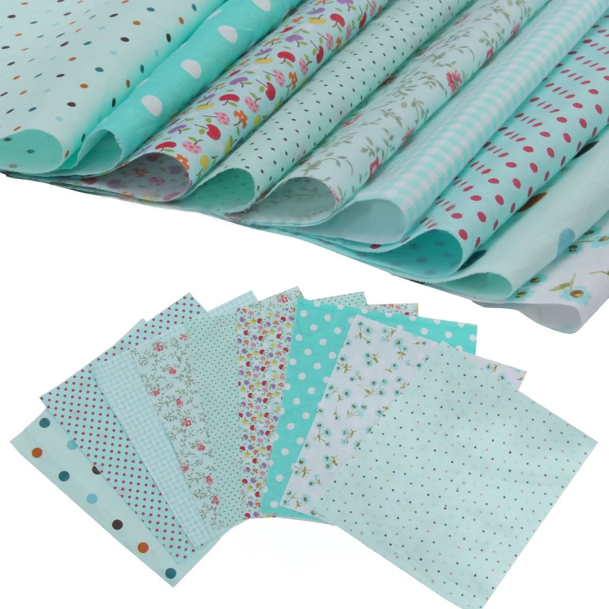 

9pcs Dot Floral Pattern Blue Soft Cotton Fabric Cloth Mayitr DIY Batiks Mixed Bundle For Patchwork Quilting Sewing Craft 25*25cm